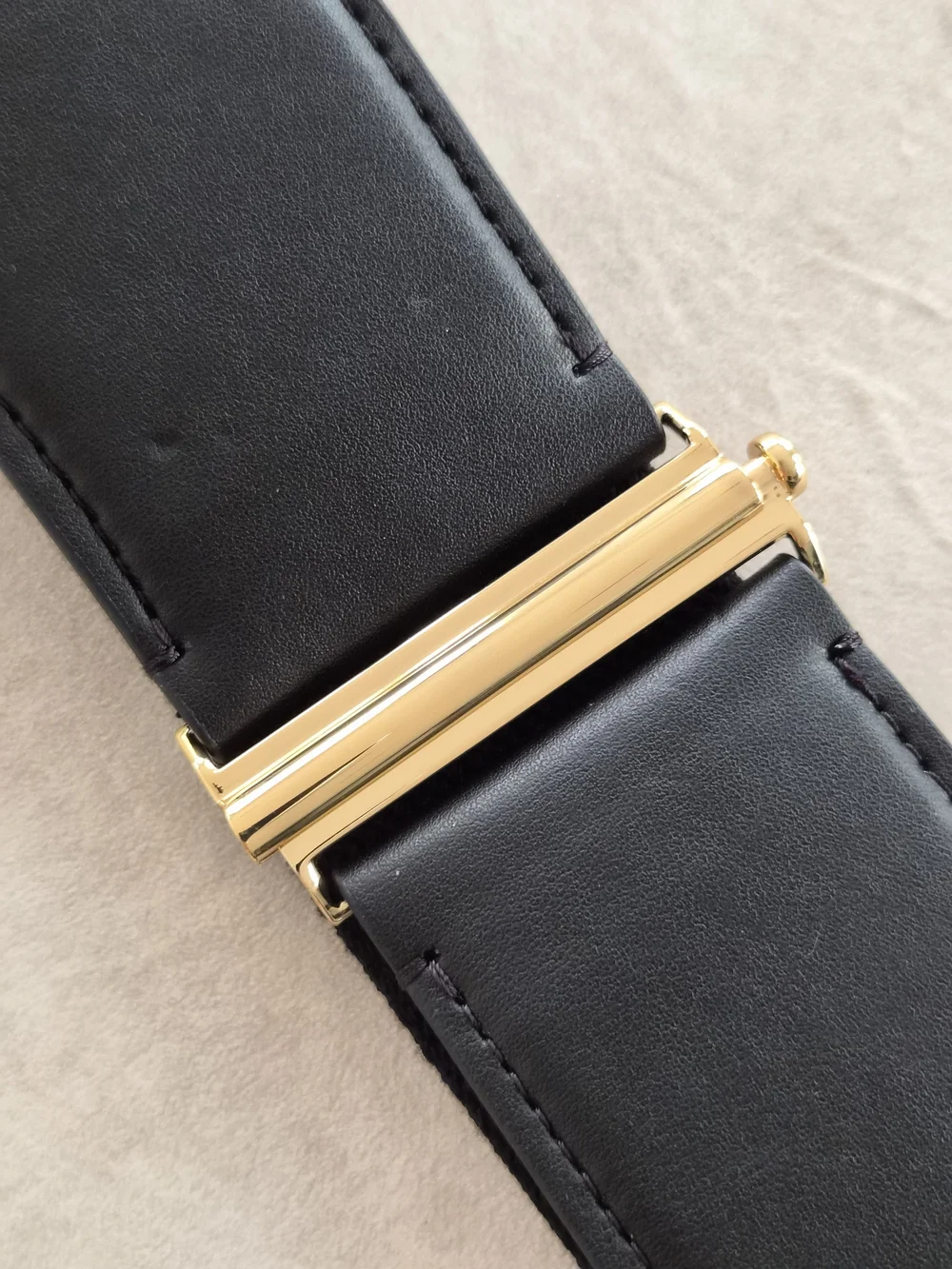 Ralph Lauren Black Elastic Stretch Waist Belt Gold Hardware XS